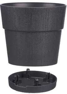 Цветочный горшок с поддоном Lumarko Gaia 25x25 см черный