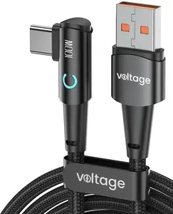 voltage PowerAngle USB-A uz USB-C leņķa kabelis 66W Power Delivery 100cm melns