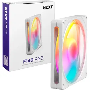 NZXT F140 RGB White 140mm Computer Case Fan with RGB Lighting