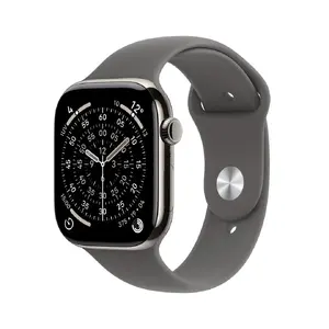 Apple Watch Series 11 GPS + Cellular 46 mm, naturalna tytanowa koperta z paskiem sportowym w kolorze kamiennej szarości – rozmiar S/M