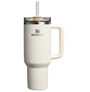 Kita The Quencher H2.0 Fluted Tumbler Insulated Travel Mug with Straw 1.18L Glossy Cream