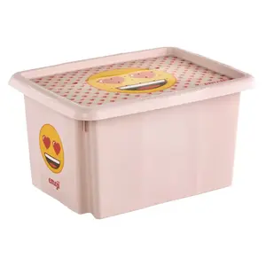 Curver Karolina Rectangular Storage Box with 15 L Capacity made of Polypropylene in Pink, Red, White, and Yellow