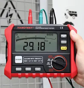 Zemējuma pretestības mērītājs elektrosistēmām 0-4 kOhm ar LCD ekrānu Habotest HT2302