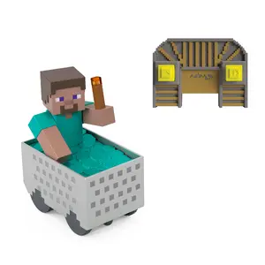 Радиоуправляемая машинка Minecraft Minecart и Стив с трюками, турбоускорением, подсветкой и цифровым кодом, разноцветный пластик
