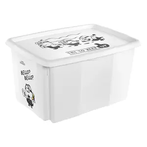 STARPAK Karolina Rectangular Storage Box Polypropylene Black and White 45 Litres