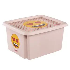 Kids Euroswan Karolina Rectangular Polypropylene Storage Box with 30 L Volume in Red, Yellow, Pink, and White