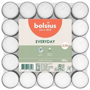 Tea light candles Bolsius white 100 pieces