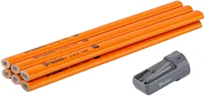 BRADAS DIY-PC2OV18OR/S6B Construction Pencil Set with Sharpener HB Oval