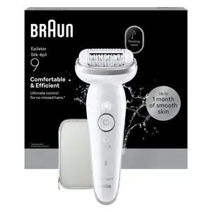 Braun Silk-épil 9 SES9-000 Epilator with 40 MicroGrip Tweezers, Wet & Dry, Washable, Gold and White