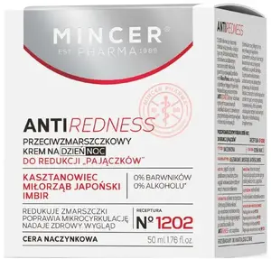 Mincer Anti Redness Krem przeciwzmarszczkowy na dzień i noc do redukcji "pajączków" nr 1202 50ml