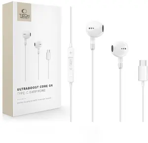 Tech-Protect Ultraboost Core G4 vadu austiņas ar USB Type-C savienotāju baltā krāsā