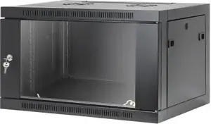 INTELLINET 19 collu tīkla sienas skapis, bezinstrumentu montāža, 6 U, 450 mm dziļums, melns RAL 9005