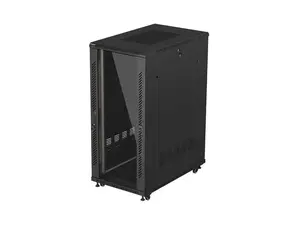 LANBERG FF01-6027-12B 19 collu 27U Brīvi stāvošs serveru skapis 600x1000 stikla durvis izjauktā veidā melns