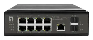 Промышленный коммутатор LevelOne IGP-1091 с 10 портами, L3 Managed, 2.5 Gigabit PoE, 8 портов PoE, бюджетом мощности 480Вт и 2 аплинками SFP+