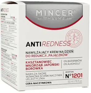 Mincer Anti Redness Dienas mitrinošais sejas krēms Nr. 1201 50ml apsārtuma un kapilāru mazināšanai