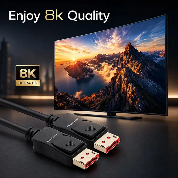 Qoltec DisplayPort Cable v2.1 54 Gbps 0.5m Photo 3