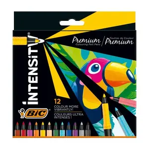 BIC Intensity Premium smalku flomāsteru komplekts ar 12 dažādām krāsām