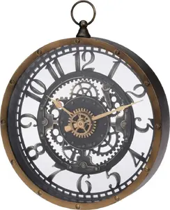 H&S Decoration Wall Clock INDUSTRIALNY Glass Interior