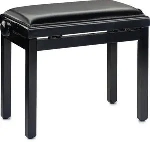 Stagg PB39 BKP SBK Piano Bench with Black Matte Wooden Frame and Black Velvet Seat
