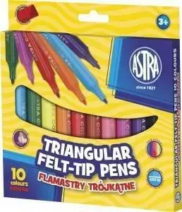 Astra Jumbo triangular felt-tip pens with 10 vibrant colors for drawing and coloring