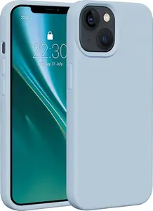 Силиконовый чехол Etteri для iPhone 15 светло-голубой