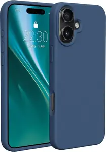 Силиконовый чехол Etteri для iPhone 16 темно-синий