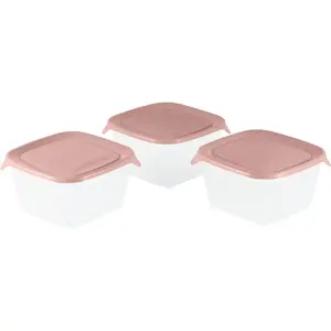 Pārtikas trauciņu komplekts 3 gab. kvadrāts 3x1,2L Fresh&Go rozā