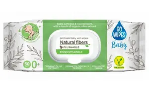 GOWIPES MITRĀS SALVETES MAZUĻIEM 50GAB, PERFORĒTU VIRSMU, ĪPAŠI MĪKSTA CELULOZE, GO WIPES