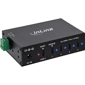 Промышленный концентратор InLine 35396D USB 3.2 Gen.1 USB-C 4-порта с блоком питания
