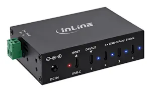 InLine 35396D промышленный концентратор USB 3.2 Gen 1 на 4 порта интерфейсы USB Type-C алюминиевый корпус черный