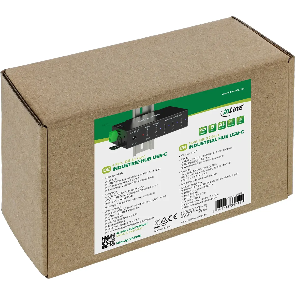 InLine 35396D промышленный концентратор USB 3.2 Gen 1 Photo 6