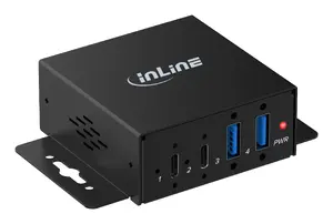 InLine 35396H USB 3.2 Gen 1 Type-C концентратор интерфейсов с 4 портами USB-A и USB-C 5000 Мбит/с черный металлический корпус