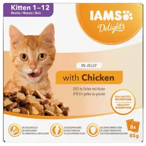 IAMS DELIGHTS Kitten in Jelly Wet Cat Food Chicken 8x85g