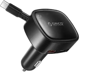 Car Charger ORICO FC-66-1A2C 66W with Built-in Retractable USB-C Cable Black