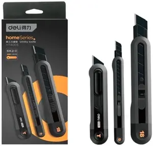 DELI 3-Piece Utility Knife Set Gray