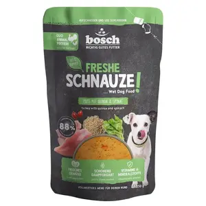 Bosch Freshe Schnauze влажный корм для собак с индейкой киноа и шпинатом для взрослых полнорационный