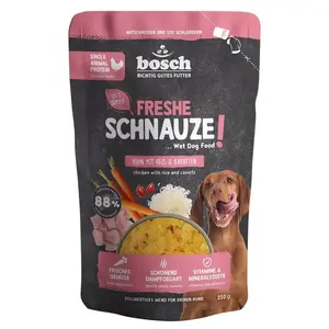 Bosch Freshe Schnauze Влажный корм для собак с курицей рисом и морковью для взрослых полнорационный монопротеиновый