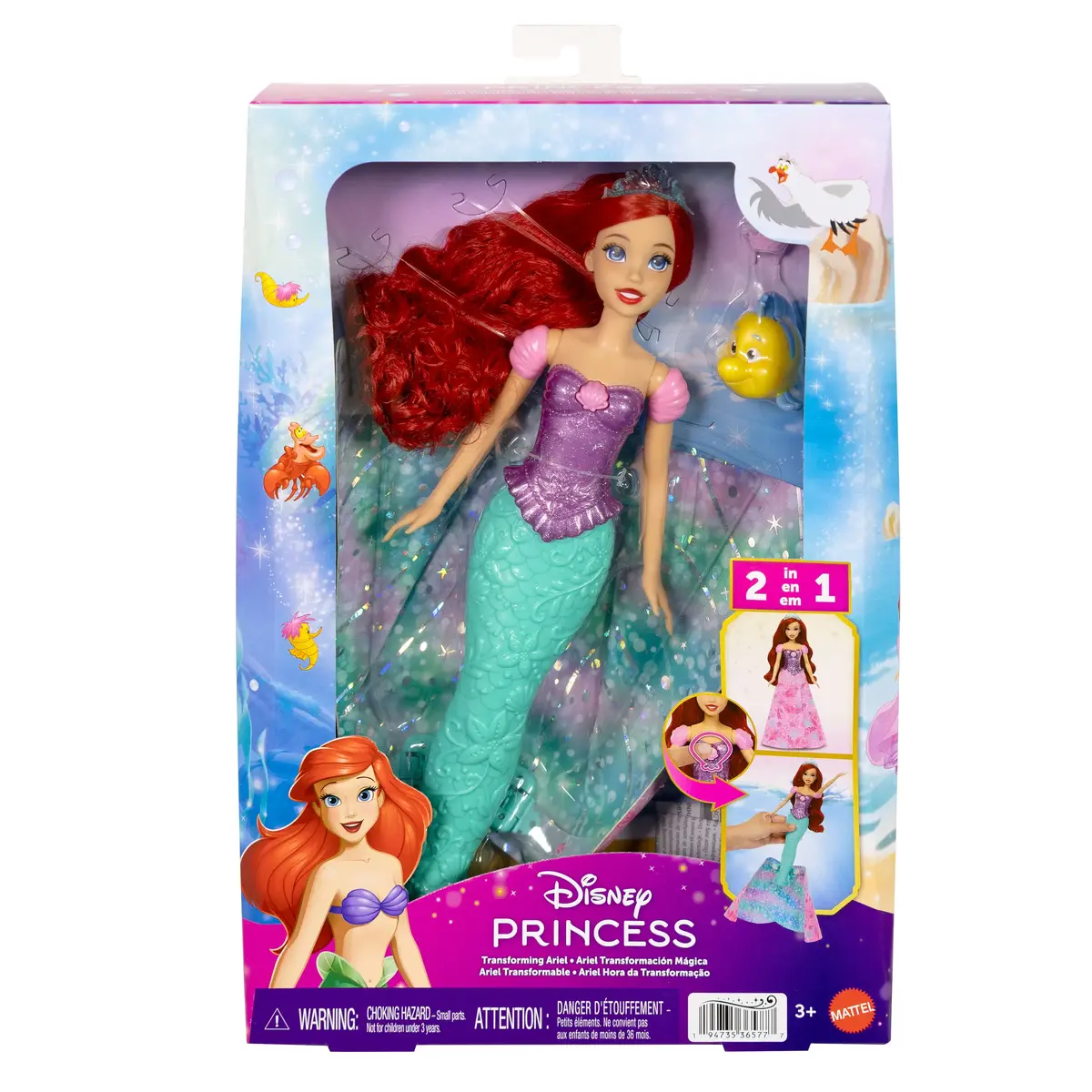 MATTEL Disney Princess Ariel Transforming Doll JLK19 Photo 6