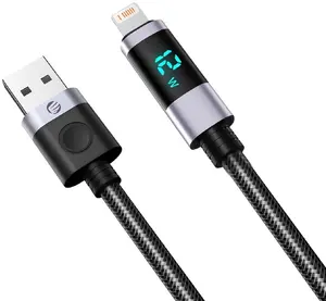 ORICO LDA2L USB-A uz Lightning datu un uzlādes kabelis ar LED displeju 12W 0.5m melns un sudraba