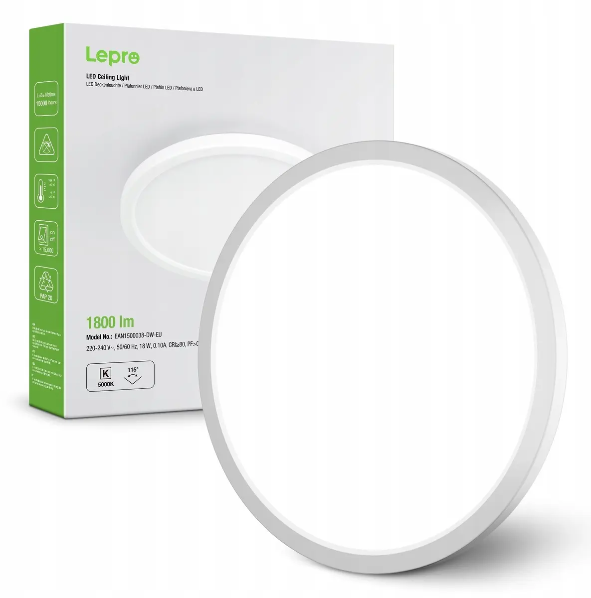 Griestu gaismeklis Belideco Lepro 1500038 18W