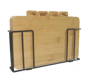 KingHoff KH-2010 Set of 4 Bamboo Cutting Boards with Stand