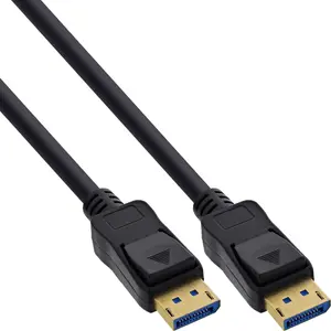 InLine DisplayPort 2.1 Kabelis UHBR20 80 Gb/s 3m melns vīrietis-vīrietis zeltīti kontakti 7680 x 2160 izšķirtspēja
