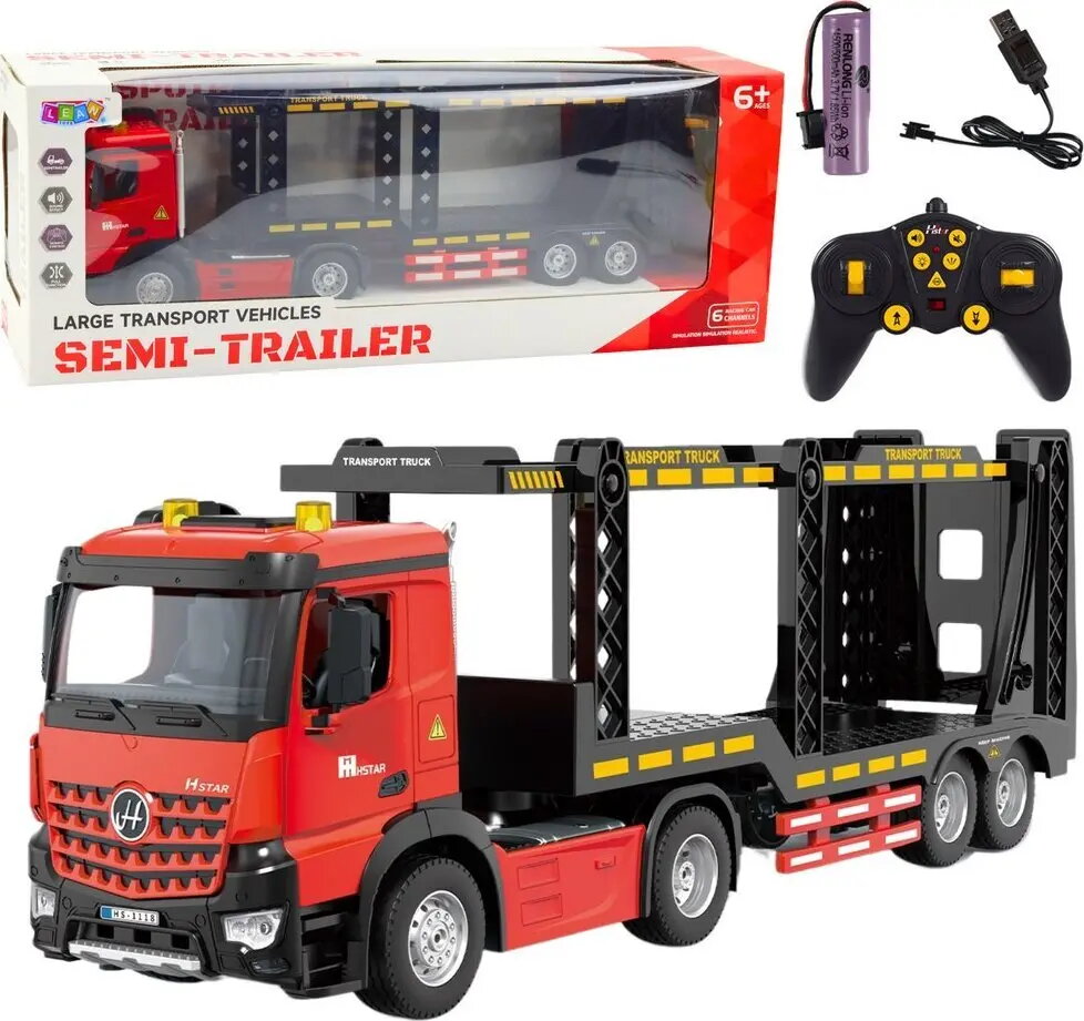 LeanToys Sarkana tālvadības autovedēja piekabe RC