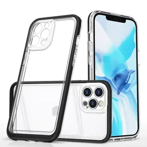Hybrid Armor Clear 3-in-1 phone case for Apple iPhone 12 Pro Max transparent black PC acrylic TPU wireless charging compatible