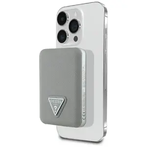 Guess Grained Triangle Power Bank 5,000 mAh 15W USB-C MagSafe Wireless Beige