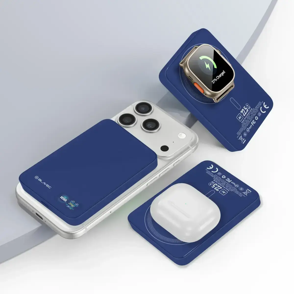 Blavec BJ-04 Slim Power Bank 10,000 mAh MagSafe Blue Photo 4