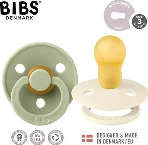 Bibs Colour Pacifier 2-Pack Ivory & Sage Size L Hevea Rubber