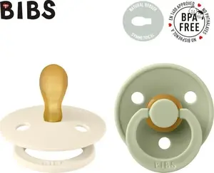 Bibs Colour Symmetrical 2-pack Ivory un Sage S Simetrisks māneklis no dabīgā kaučuka