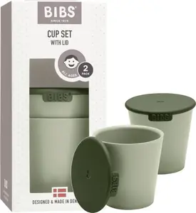 Bibs 2 drinking cups with lids for children Sage