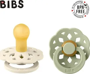 Bibs Boheme Soother 2-Pack Ivory & Sage Size M Hevea Rubber